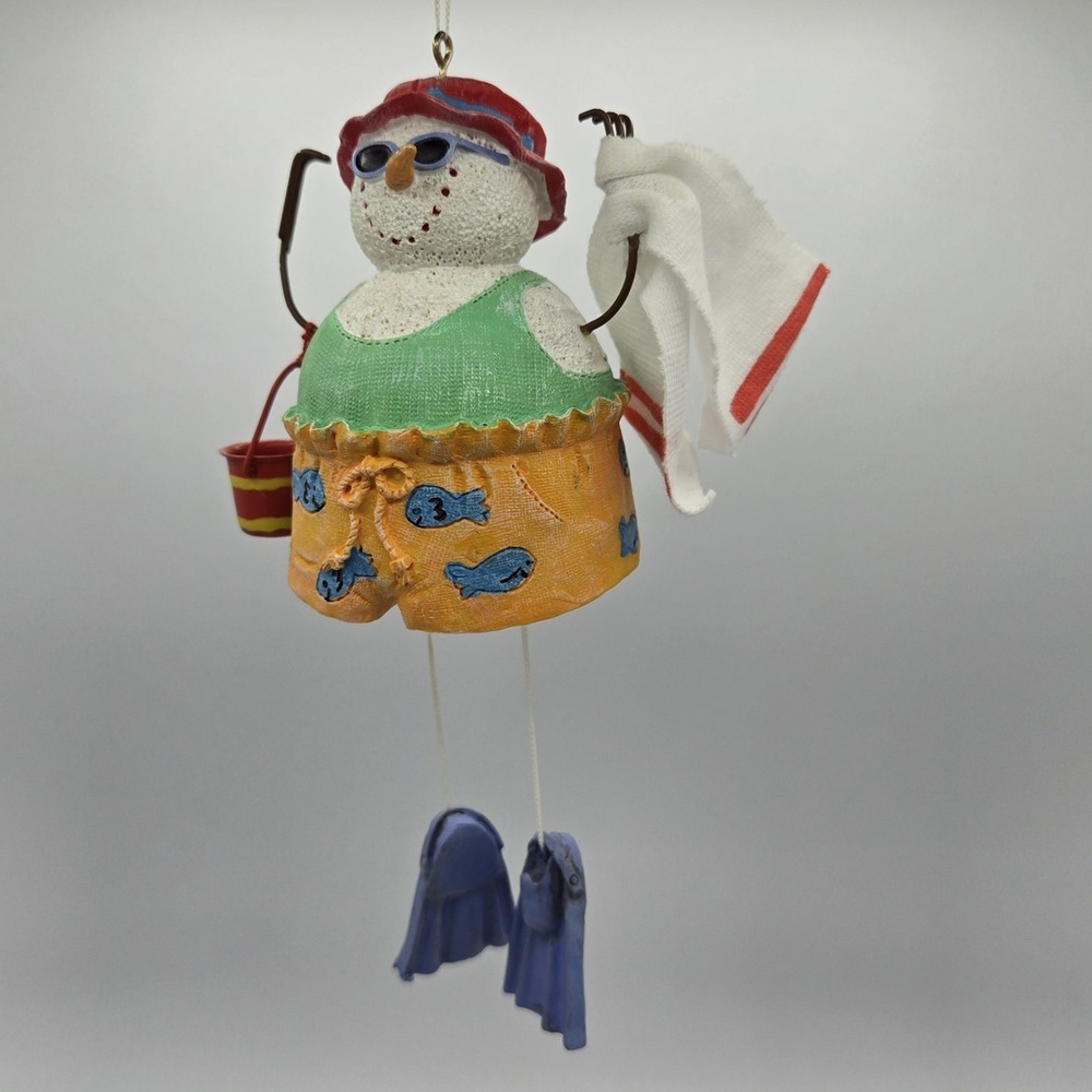 Vtg Figi Graphics Beach Guy‎ Snowtime Christmas Ornament vacation Holiday